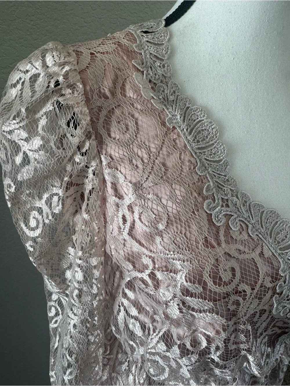 Vintage Alicia 1970’s Lace Maxi Dress Blush Pink Romantic Vintage Sz 5